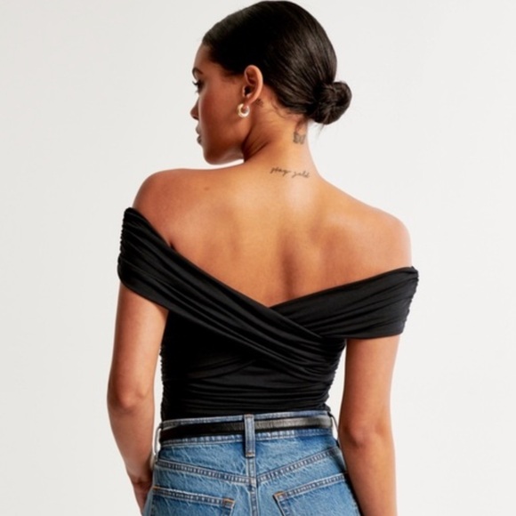 Off-The-Shoulder Ruched Wrap Top - Picture 7 of 10